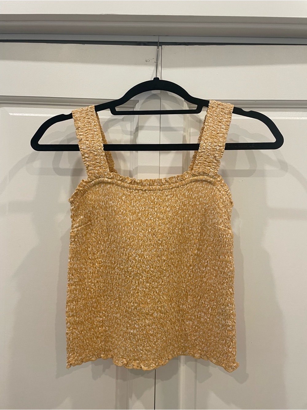 Abercrombie & Fitch Mustard Smocked Square-Neck Tank